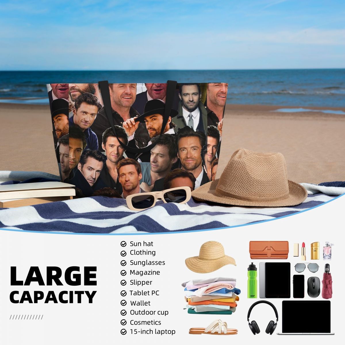 Hugh Jackman Photo Collage Bea - Yoga Fitness Photos review and price